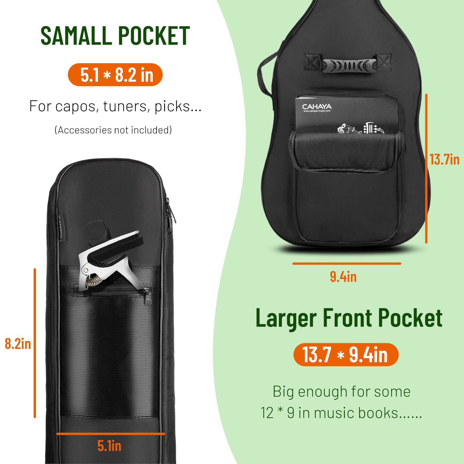 CAHAYA Bass Guitar Bag Gig Bag 0.3in Padding Black Padded Backpack Soft Electric Bass Case Green CY0292